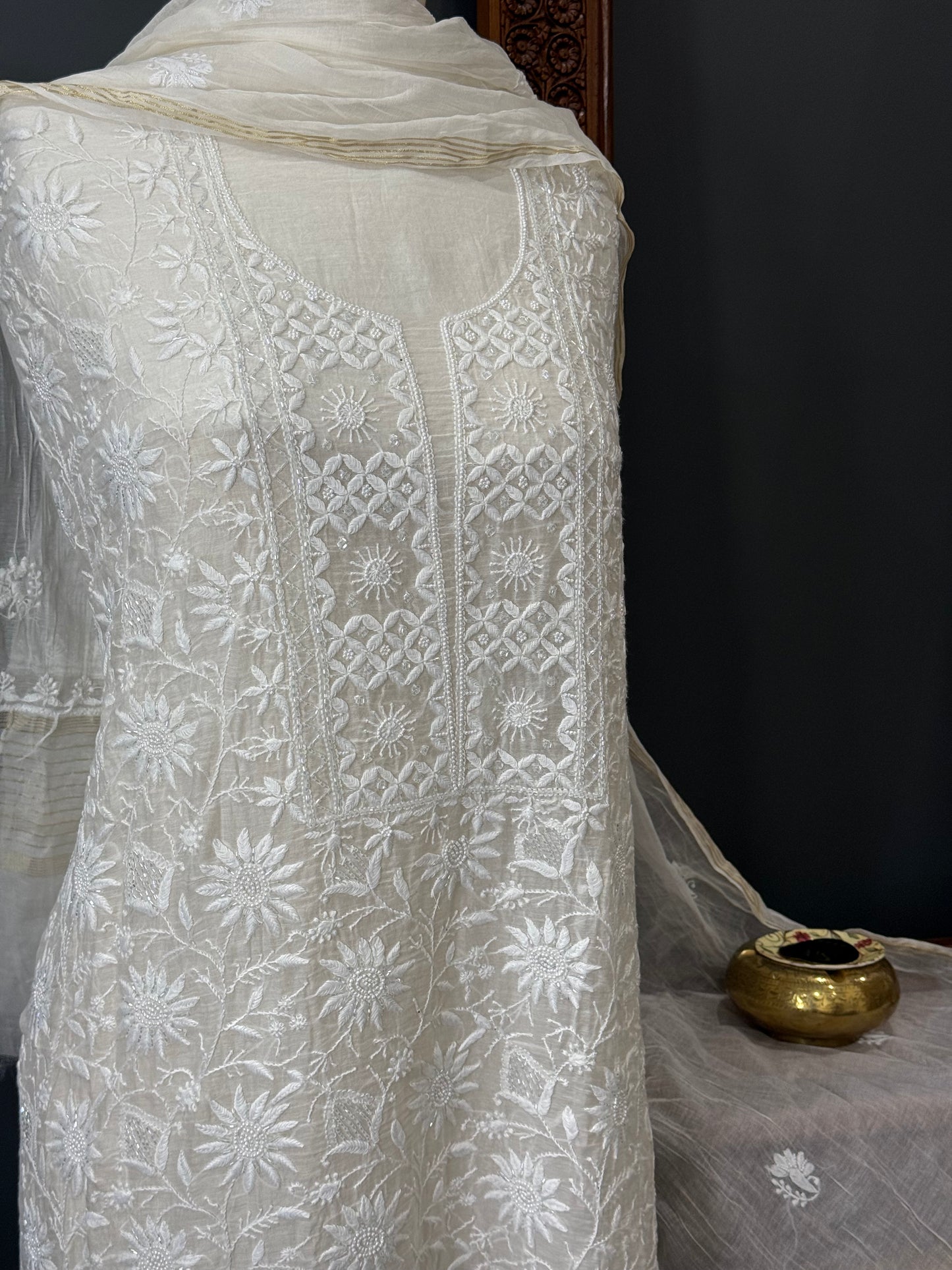 Mul chanderi kurta set b