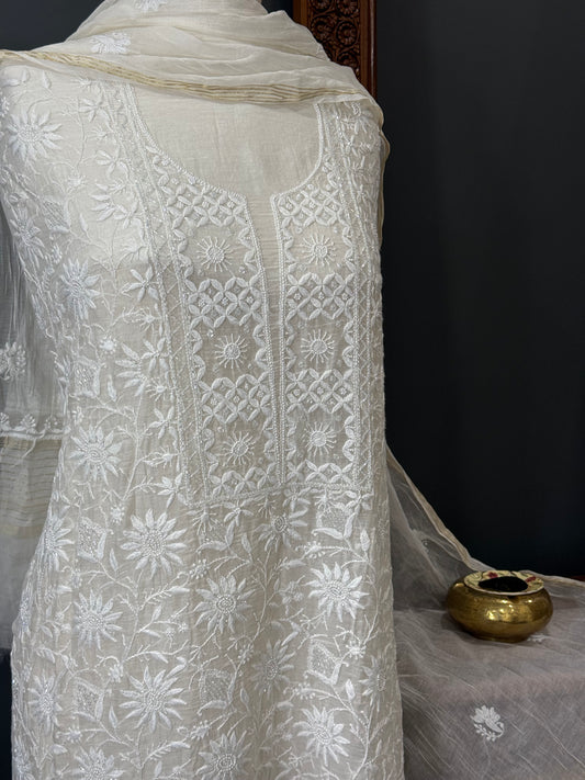 Mul chanderi kurta set b