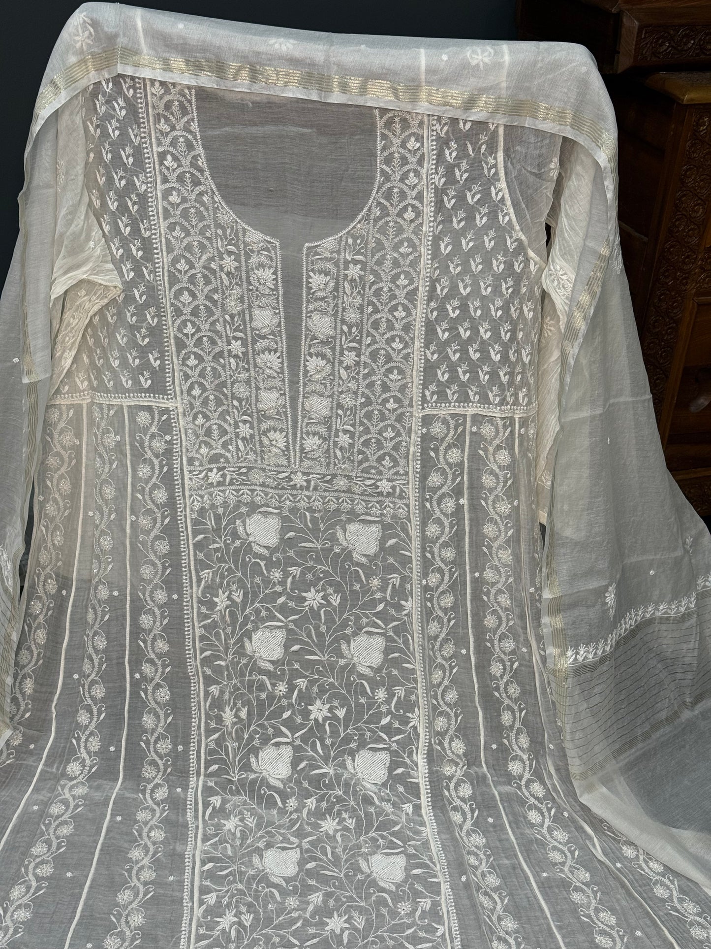 Mul chanderi kurta set