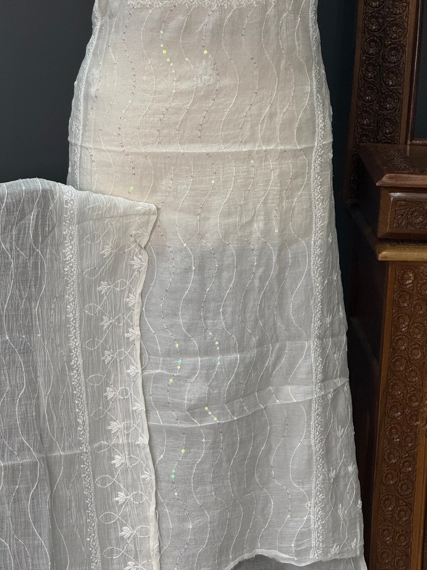 Mul  chanderi kurta set