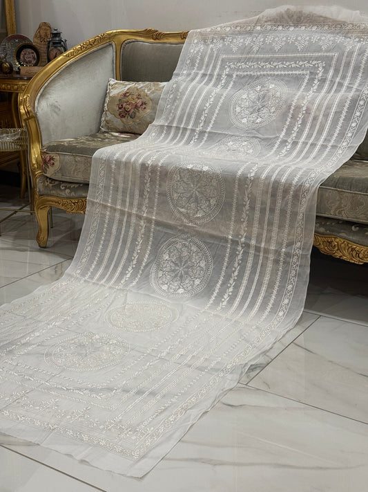 Pure chanderi silk lawn duppata