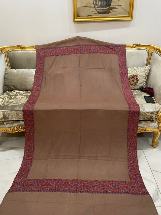 Toosh pashmina sui 4 side embroidered boarder