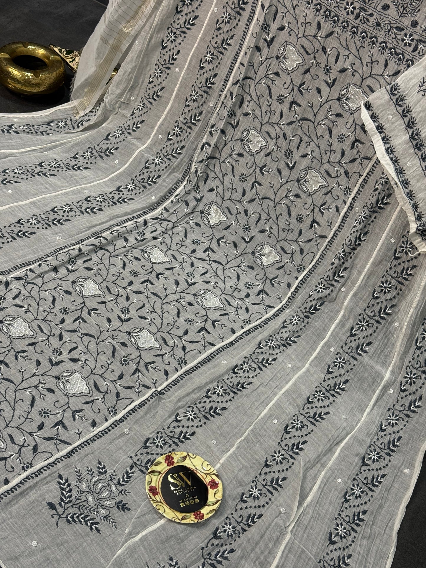 Mul chanderi kurta set black