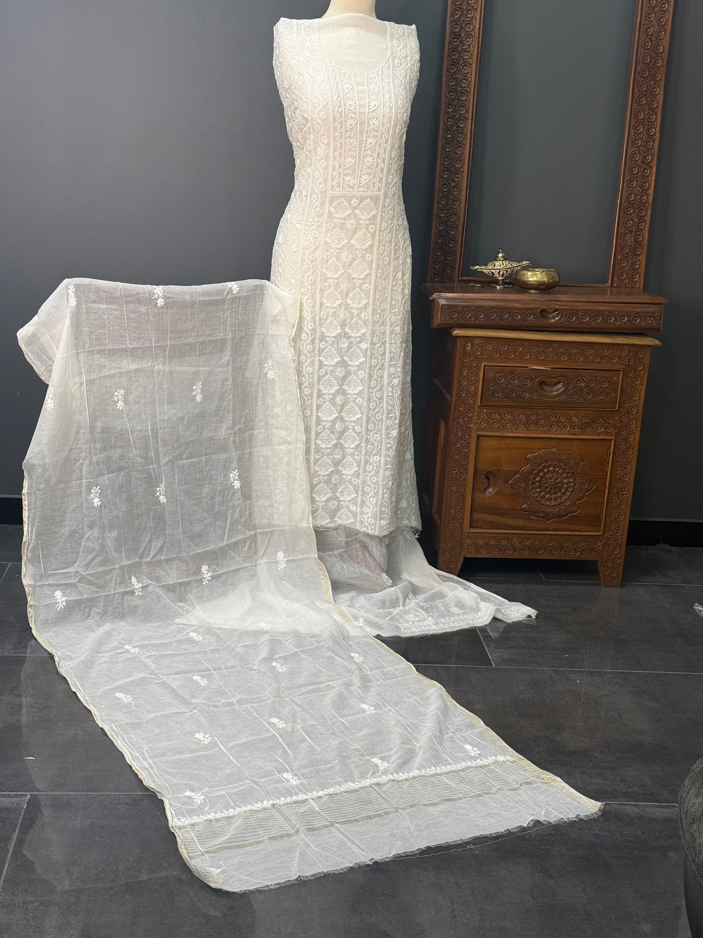 Mul chanderi kurta set