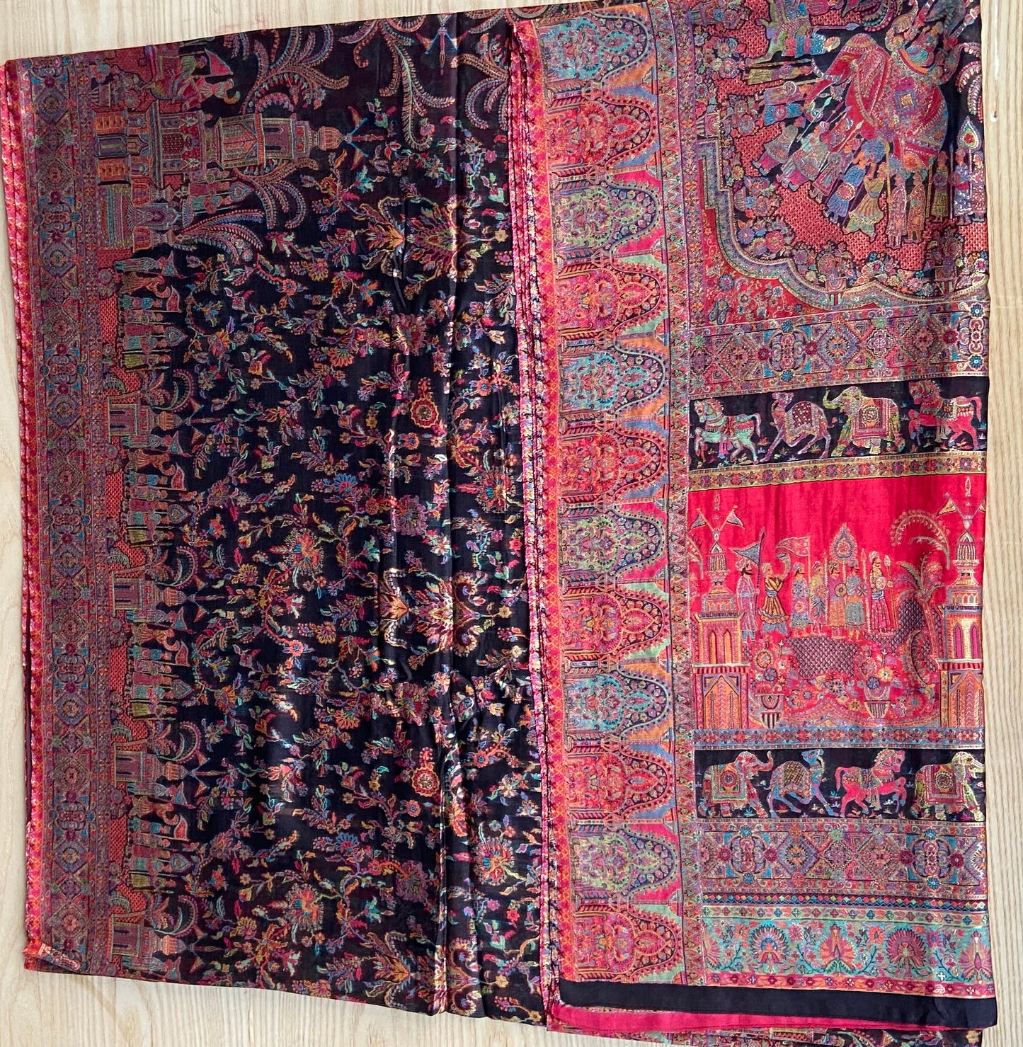 Pure kani silk saree black