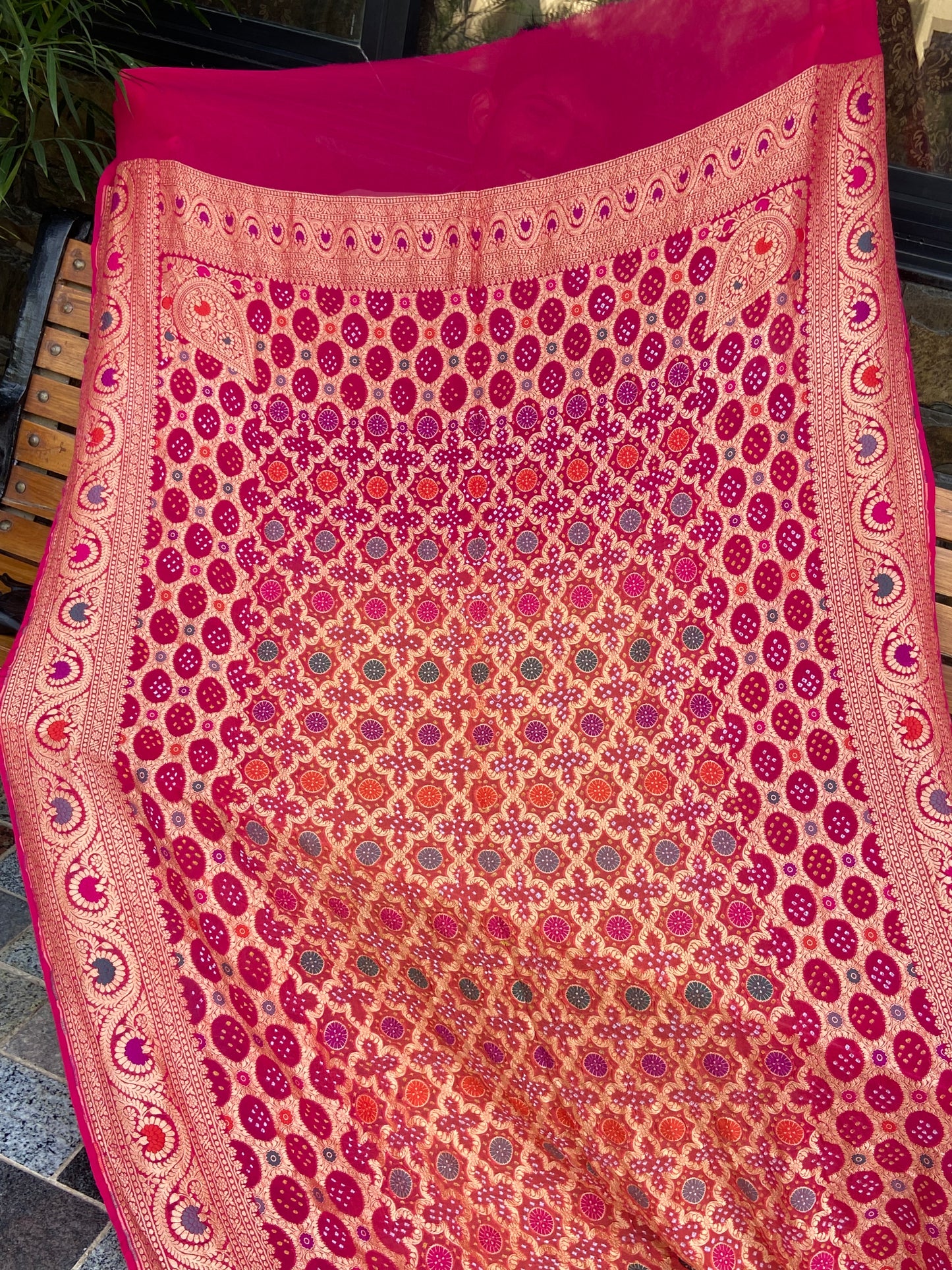 Pure Georgette neem Zari with mena kari