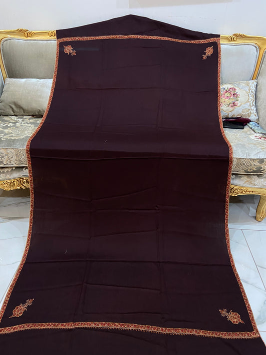 Toosh pashmina sui 4 side embroidered boarder