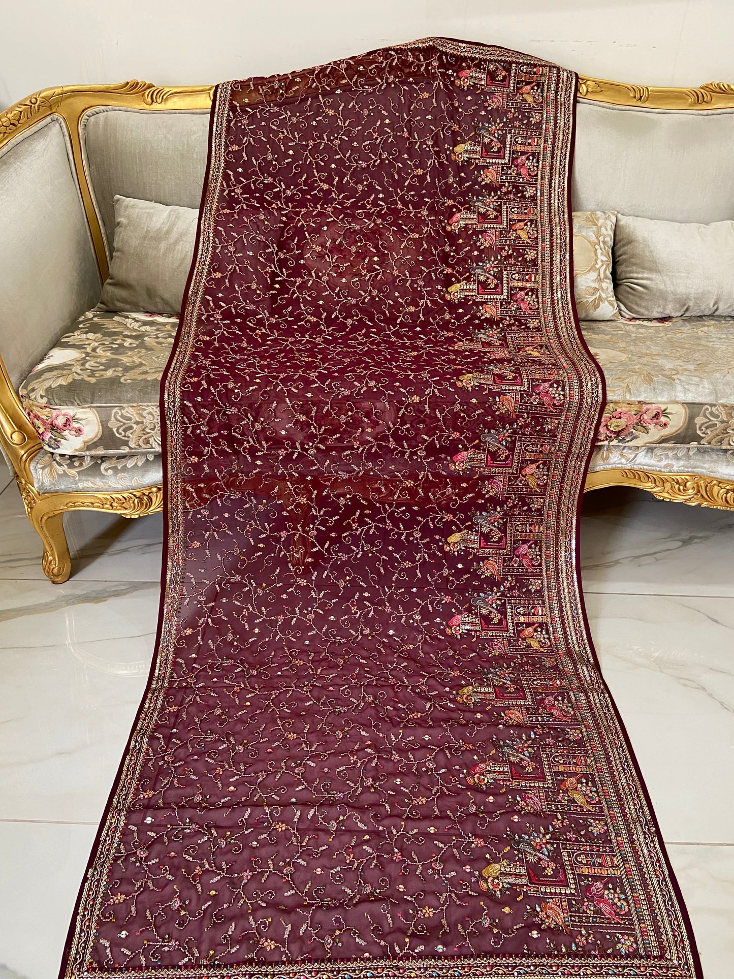 Parsi gara Mechine embroidered