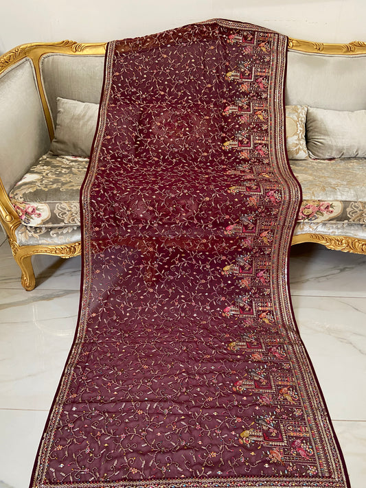 Parsi gara Mechine embroidered