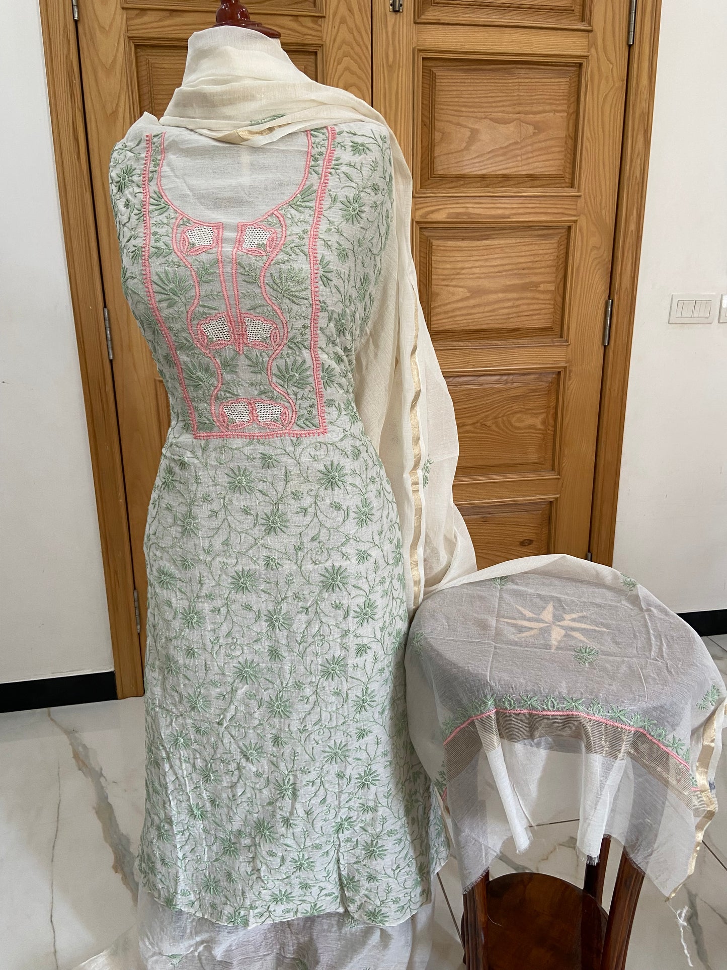Mul chanderi kurta set