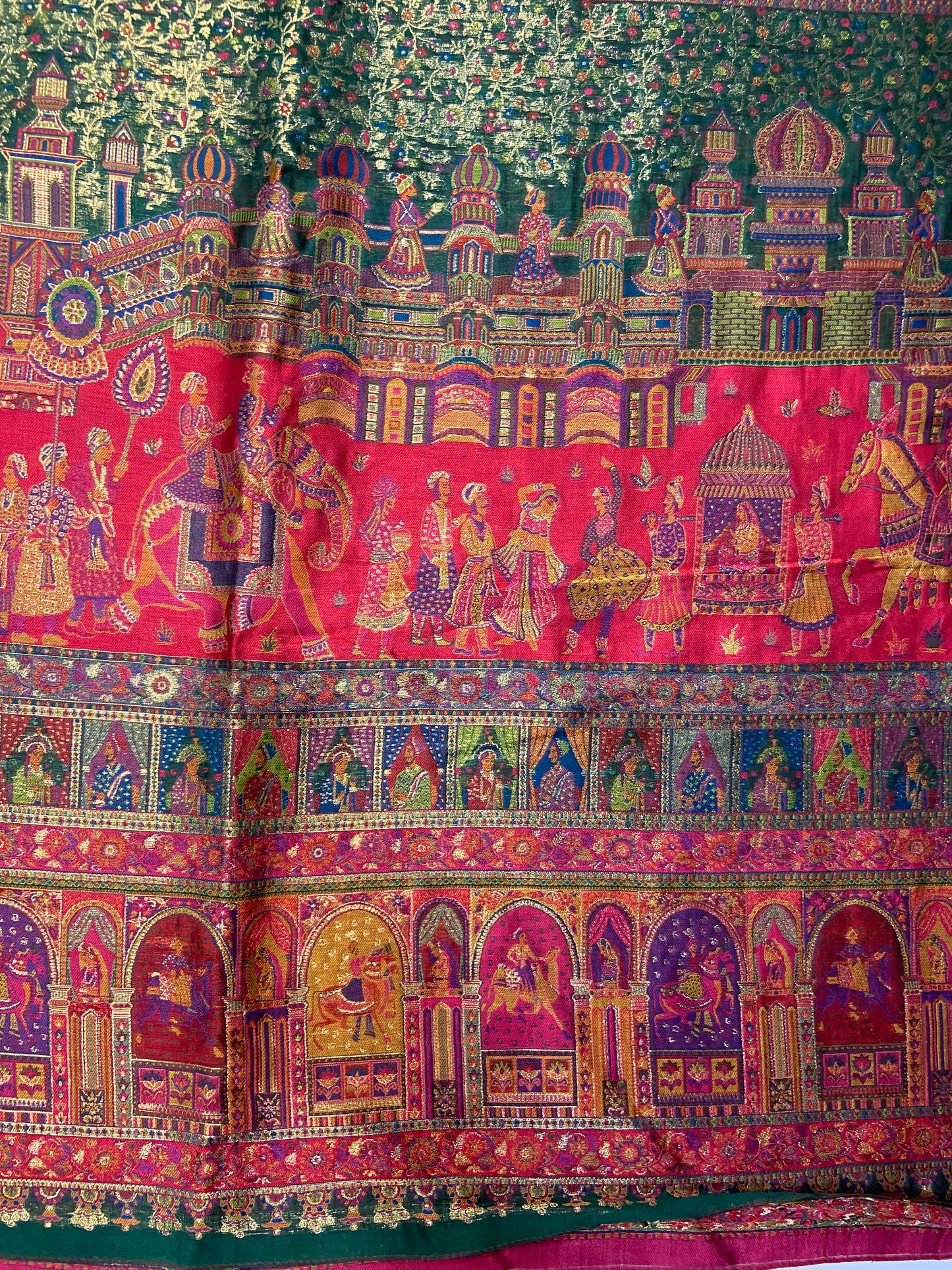 Pure kani silk saree Green