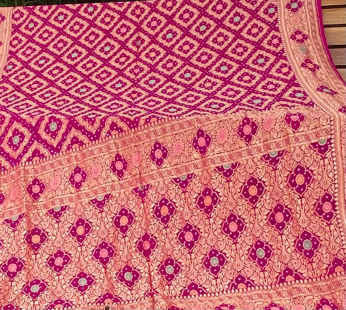 Pure Georgette neem Zari with mena kari