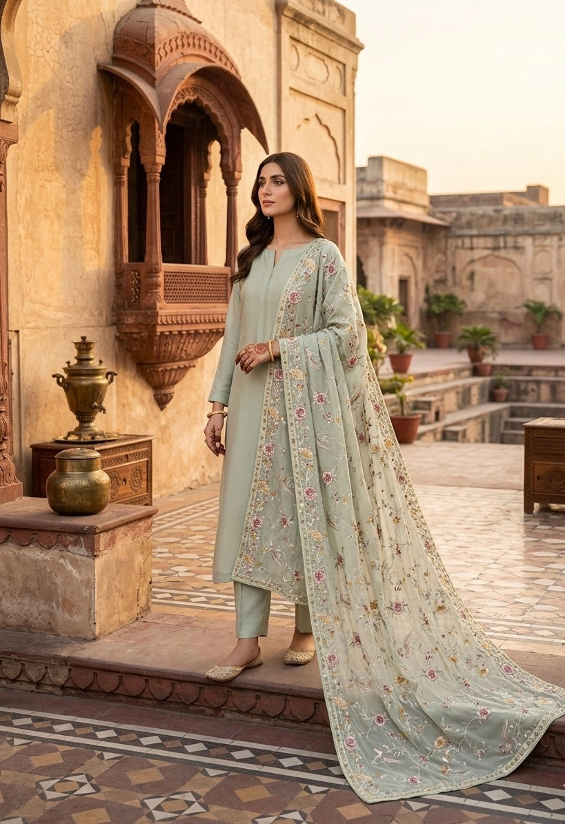 Parsi gara Mechine embroidered