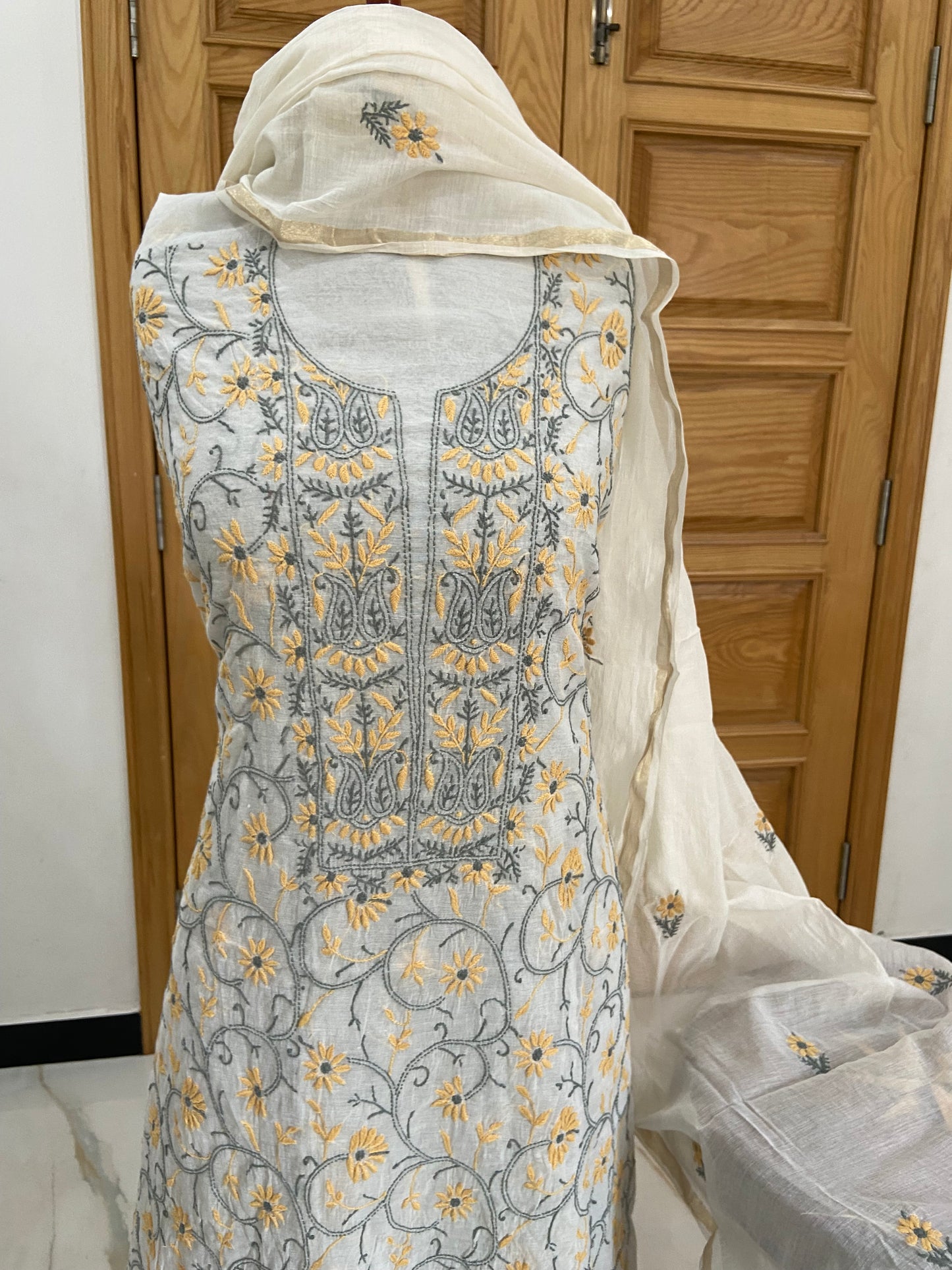 Mul chanderi kurta set