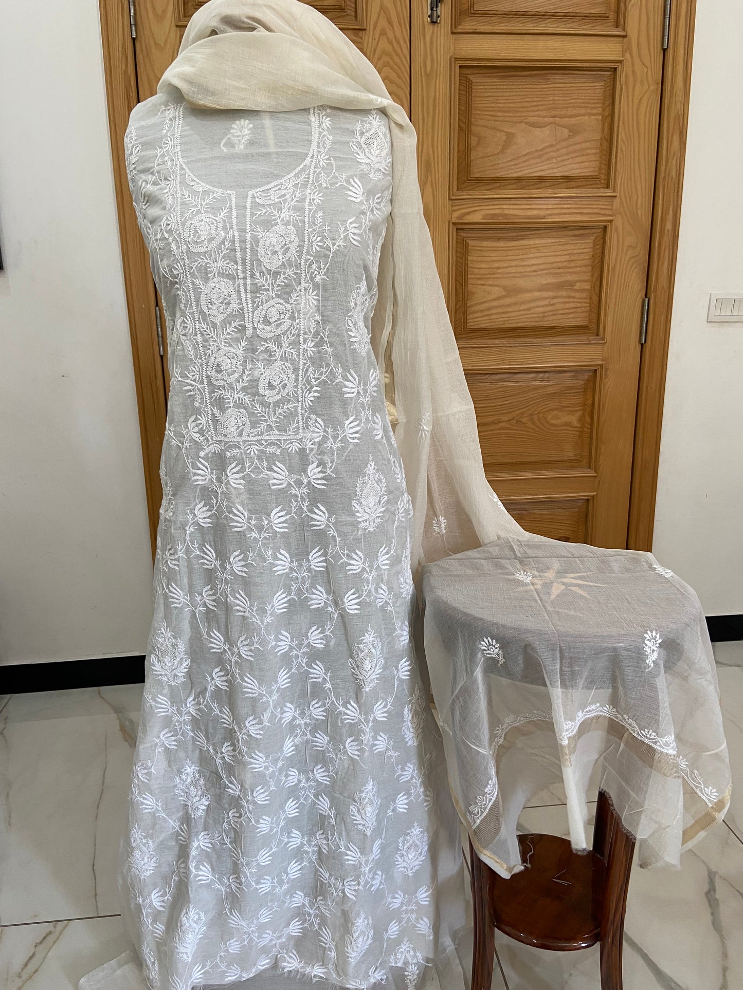 Mul chanderi kurta set