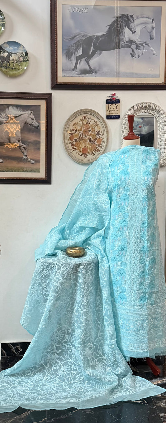 Soft cotton lawn  kurta with cotton lawn duppata hand work