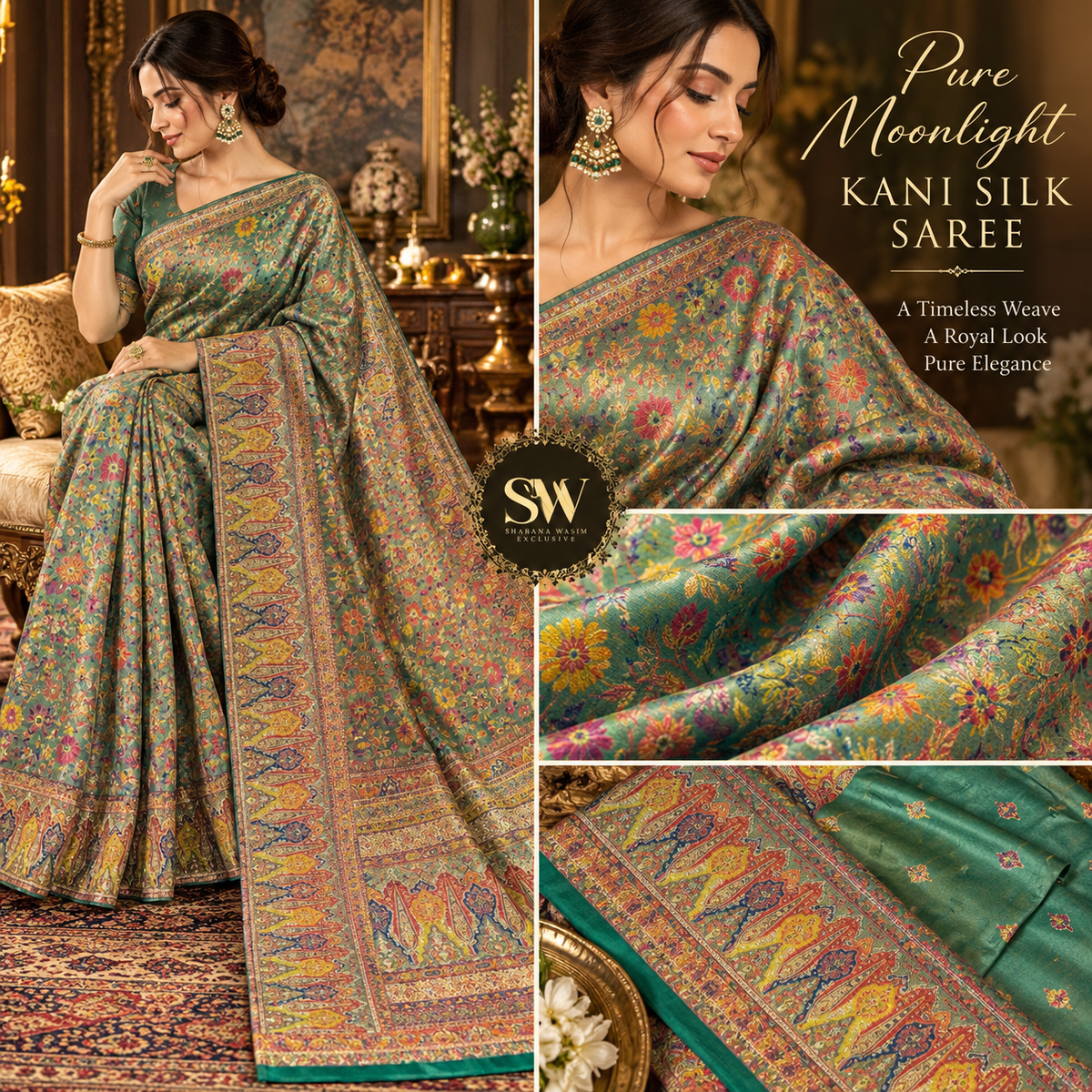 Pure kani silk moonlight  saree
