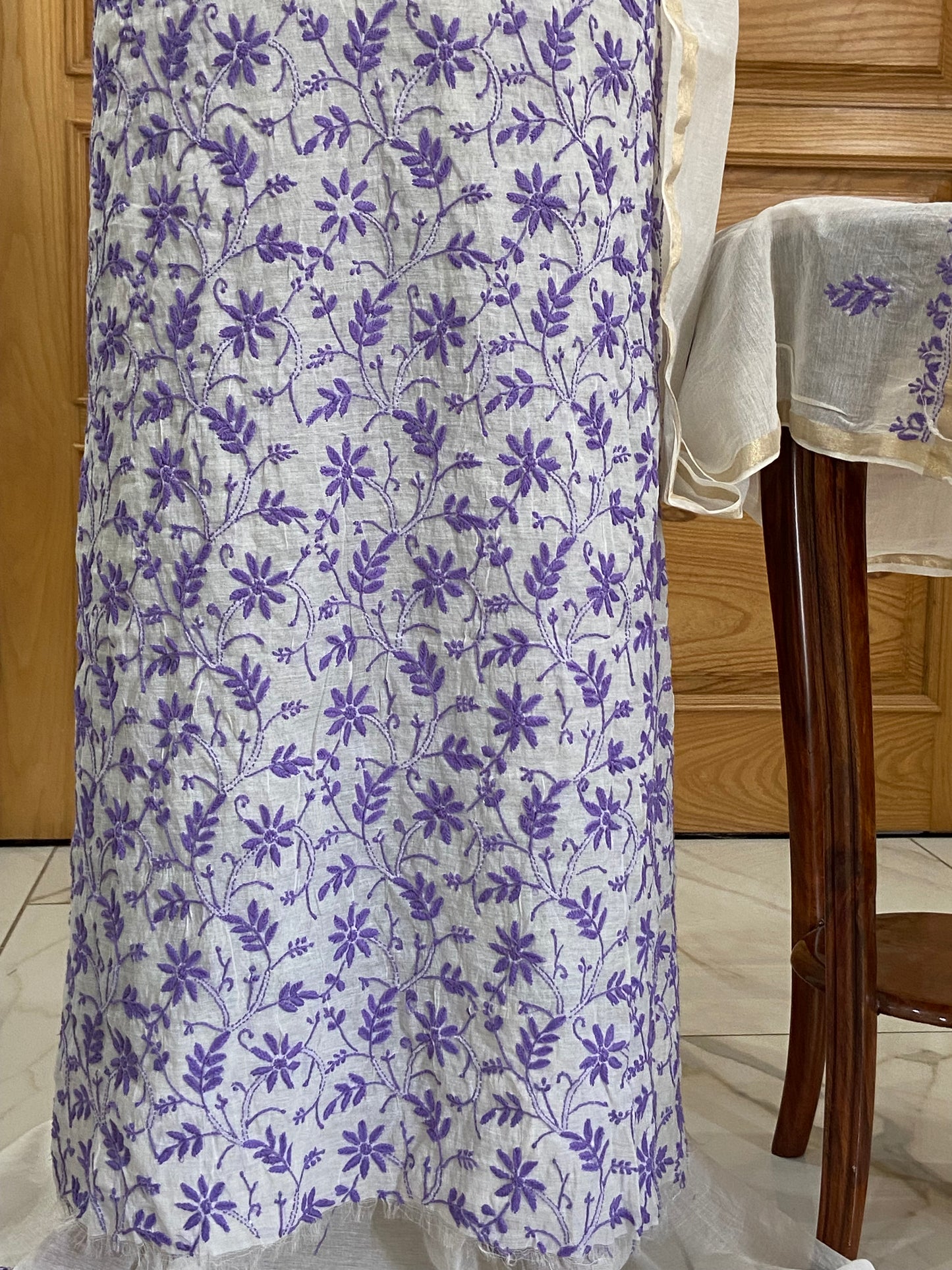 Mul chanderi kurta set